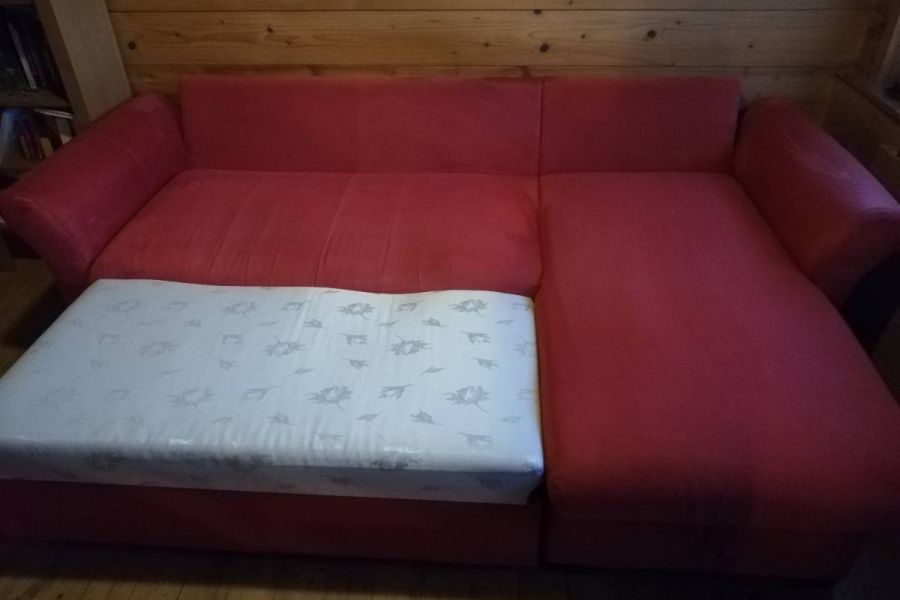 Eckcouch rot, Sofa gelb - Bild 3