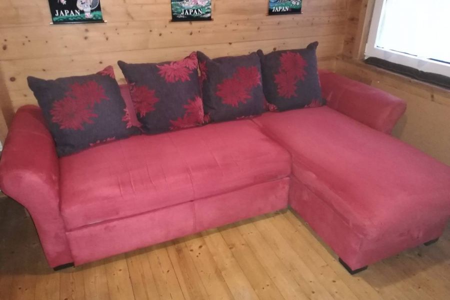 Eckcouch rot, Sofa gelb - Bild 4