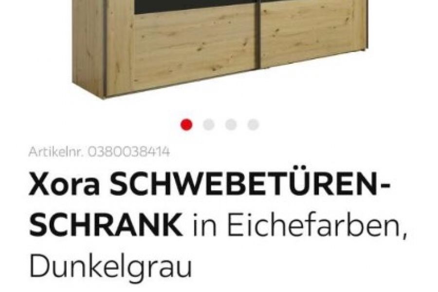 Xora SCHWEBETÜRENSCHRANK in Eichefarben, Dunkelgrau - Bild 1